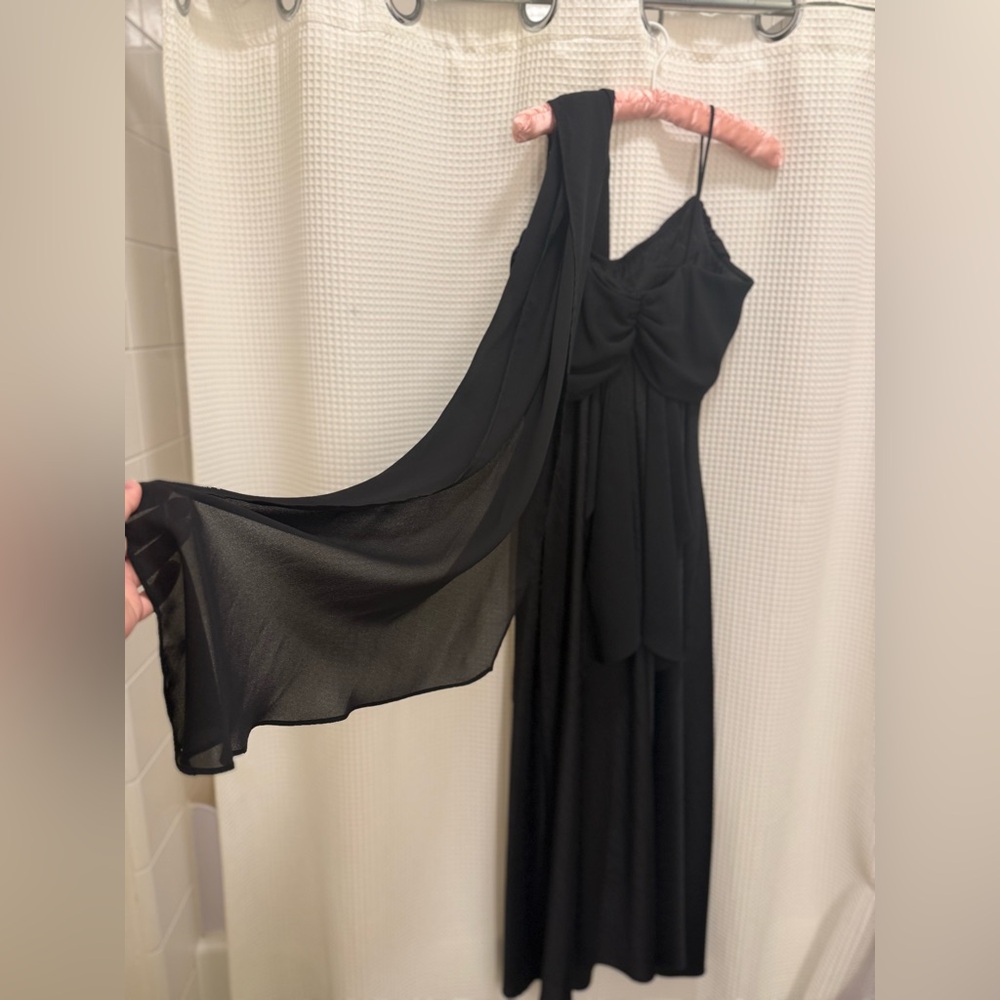 Vintage Black Evening Dress with Sash - size 12 - Picture 9 of 10